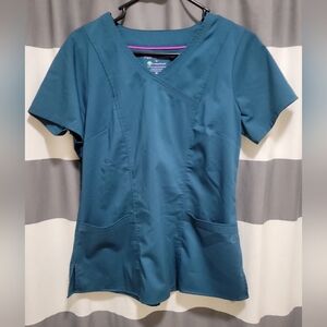 Healing Hands scrub top Caribbean blue